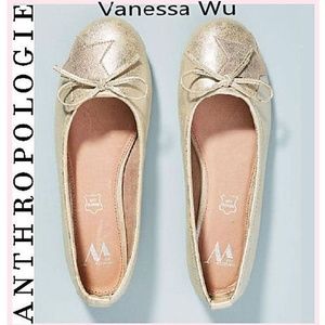 Vanessa Wu Anthropologie Gold Star Ballet Flat New! NWT